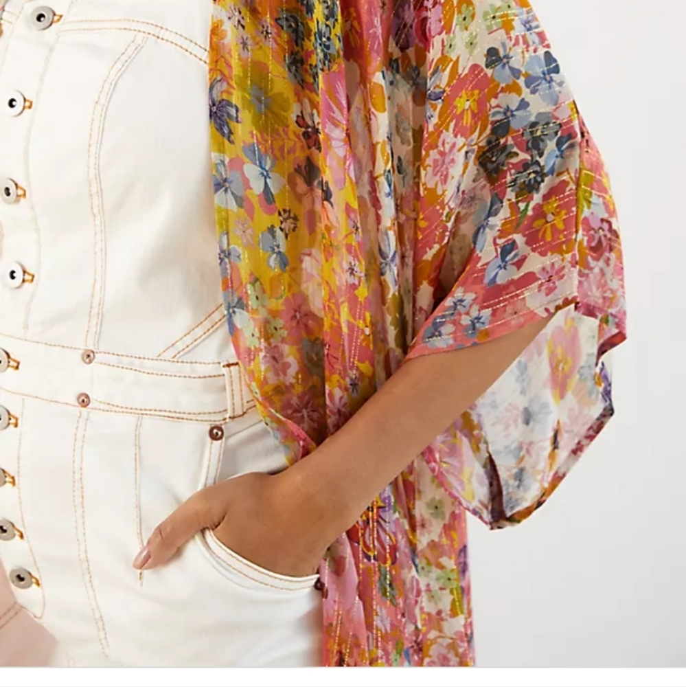 Anthropologie Floral Multicolor Kimono
